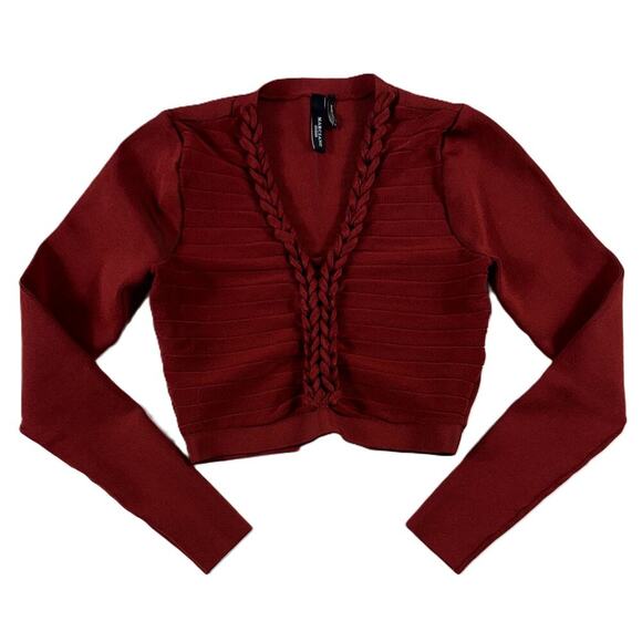 Guess Marciano Tops - Guess Marciano Caught On Lace Ruched Burgundi Long Sleeve Top Blouse XS